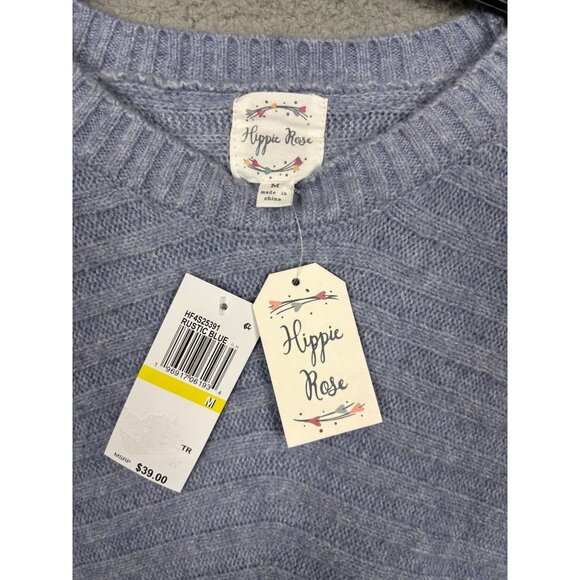 Hippie Rose Juniors' Ribbed Rustic Blue Sweater Medium NWT's. - Picture 6 of 8